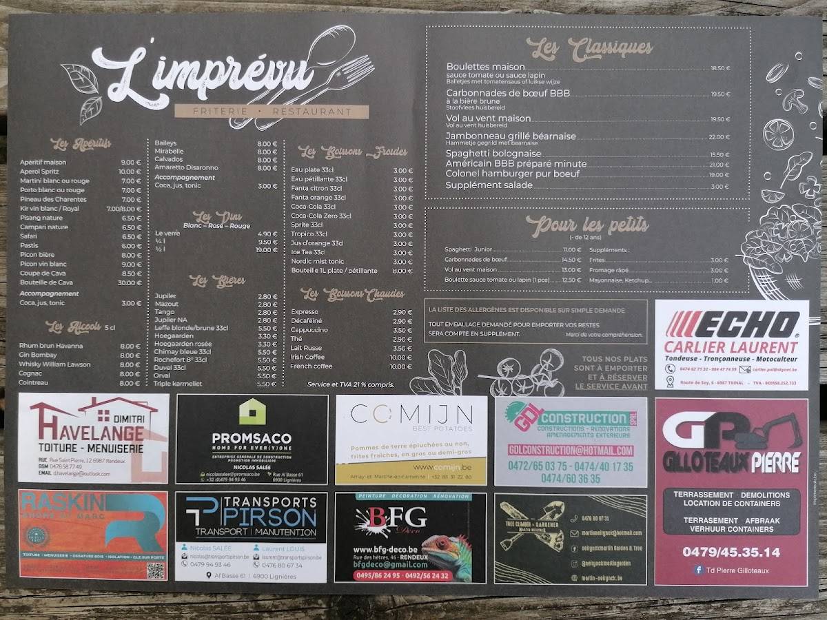 L'Imprévu меню