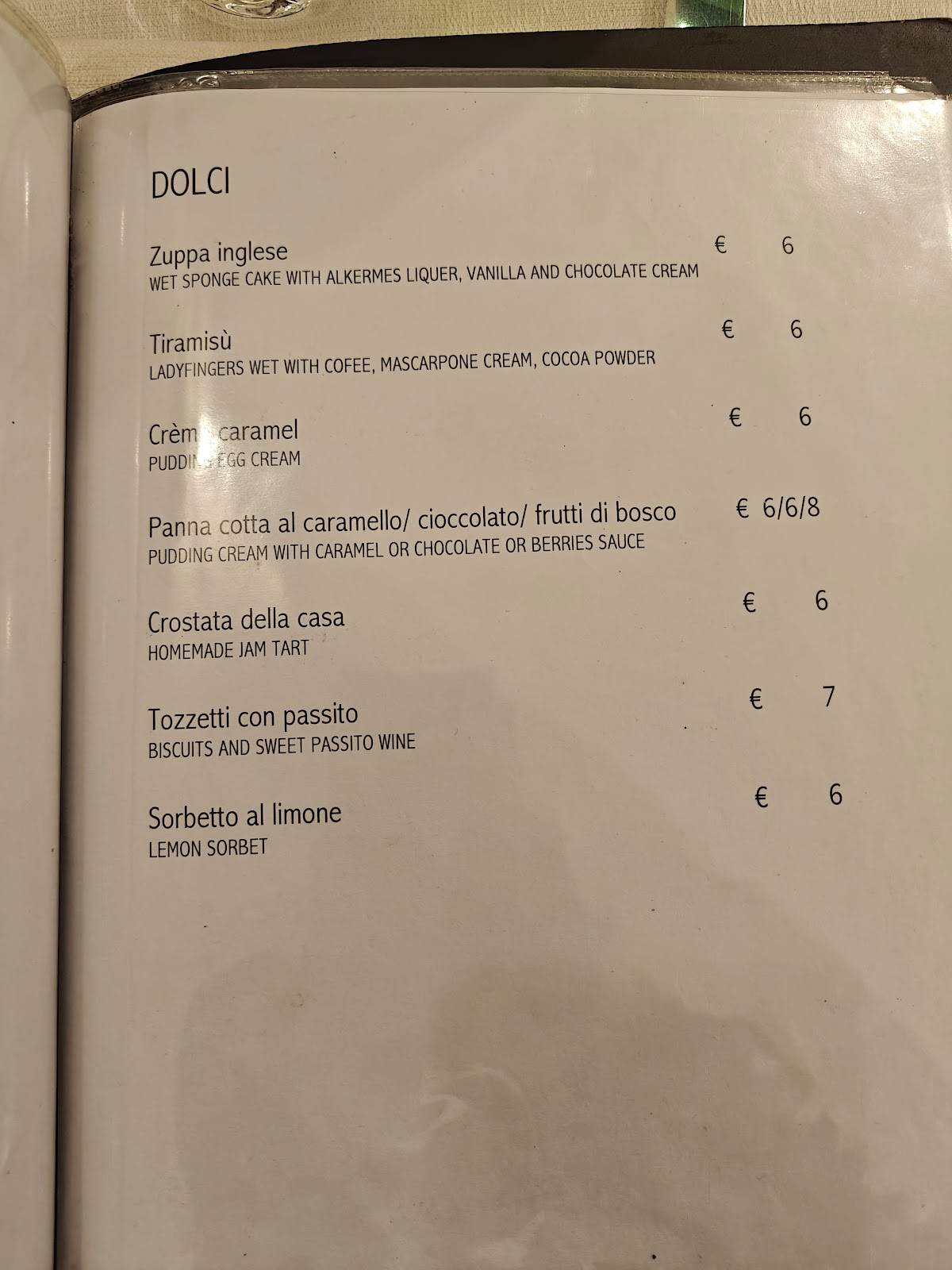 La Balestra меню