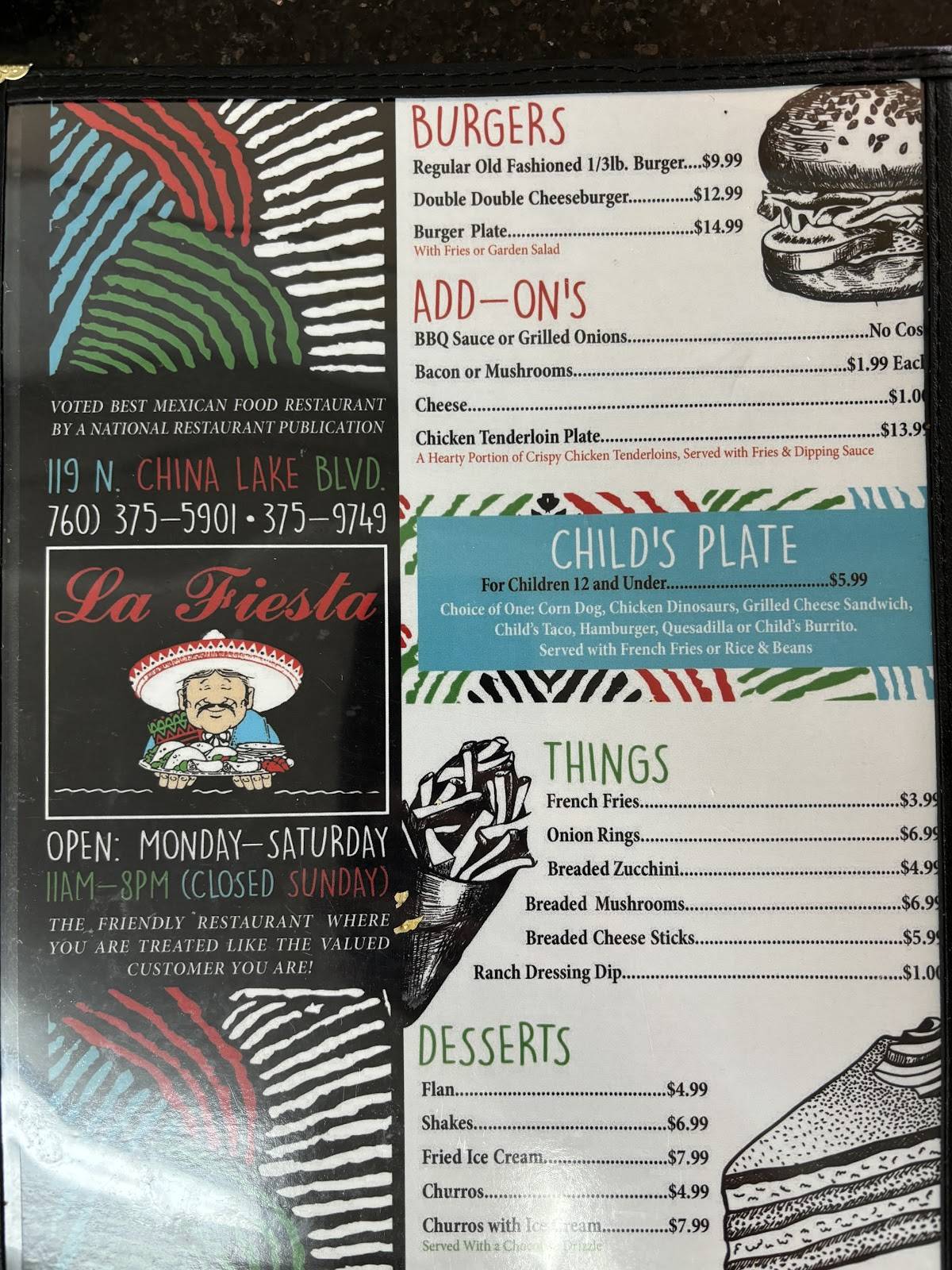 La Fiesta Mexican Restaurant меню