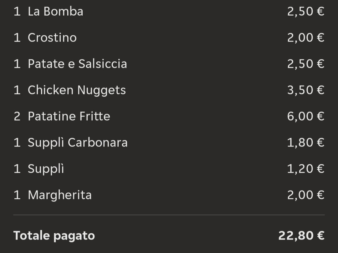 La Pizzetta (Castelverde) меню