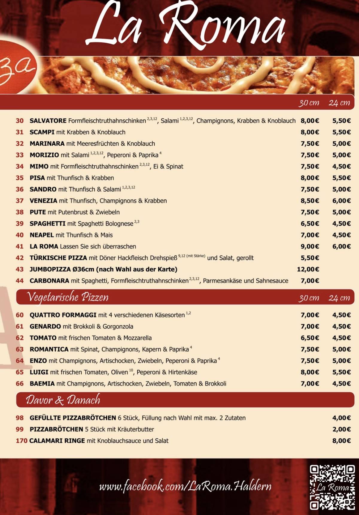 La Roma меню
