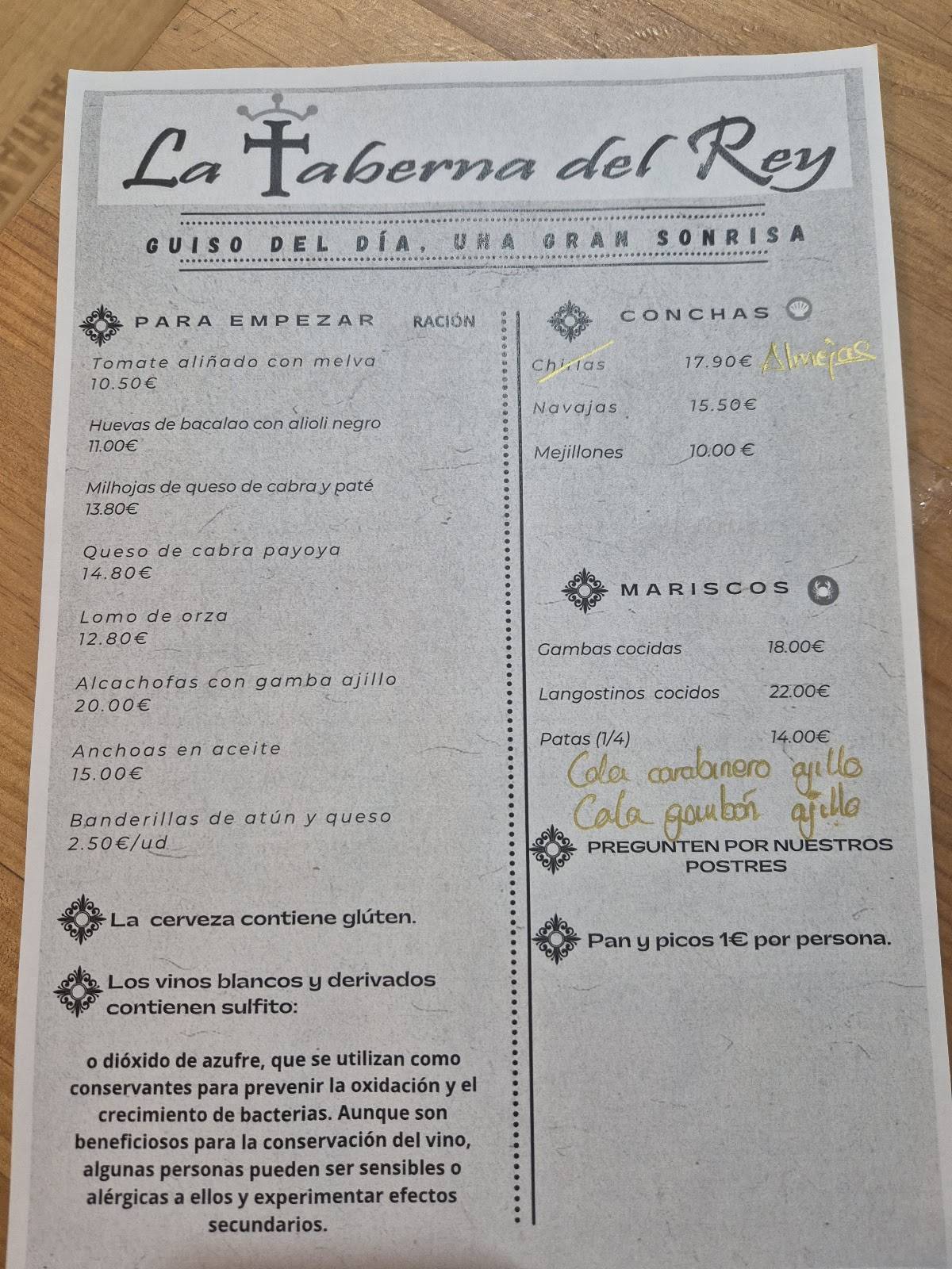 La Taberna del Rey меню