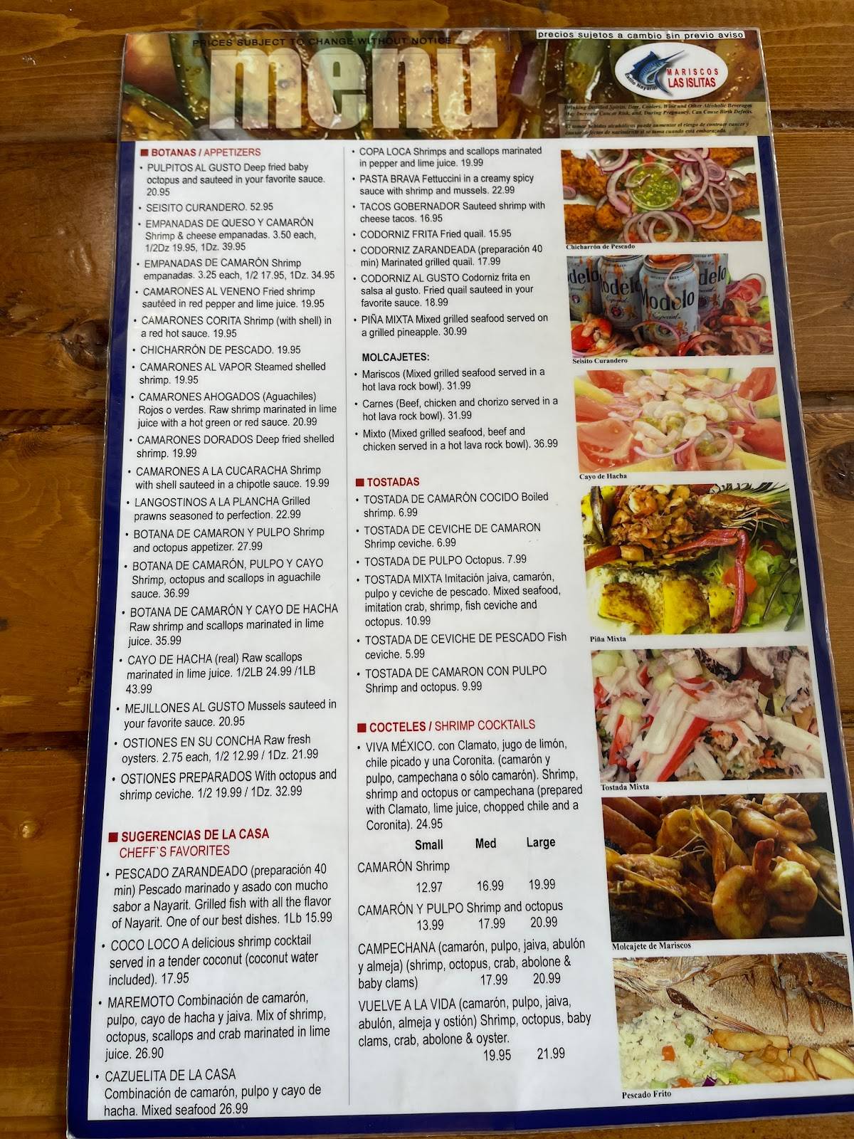 Las Islitas Mexican Restaurant меню