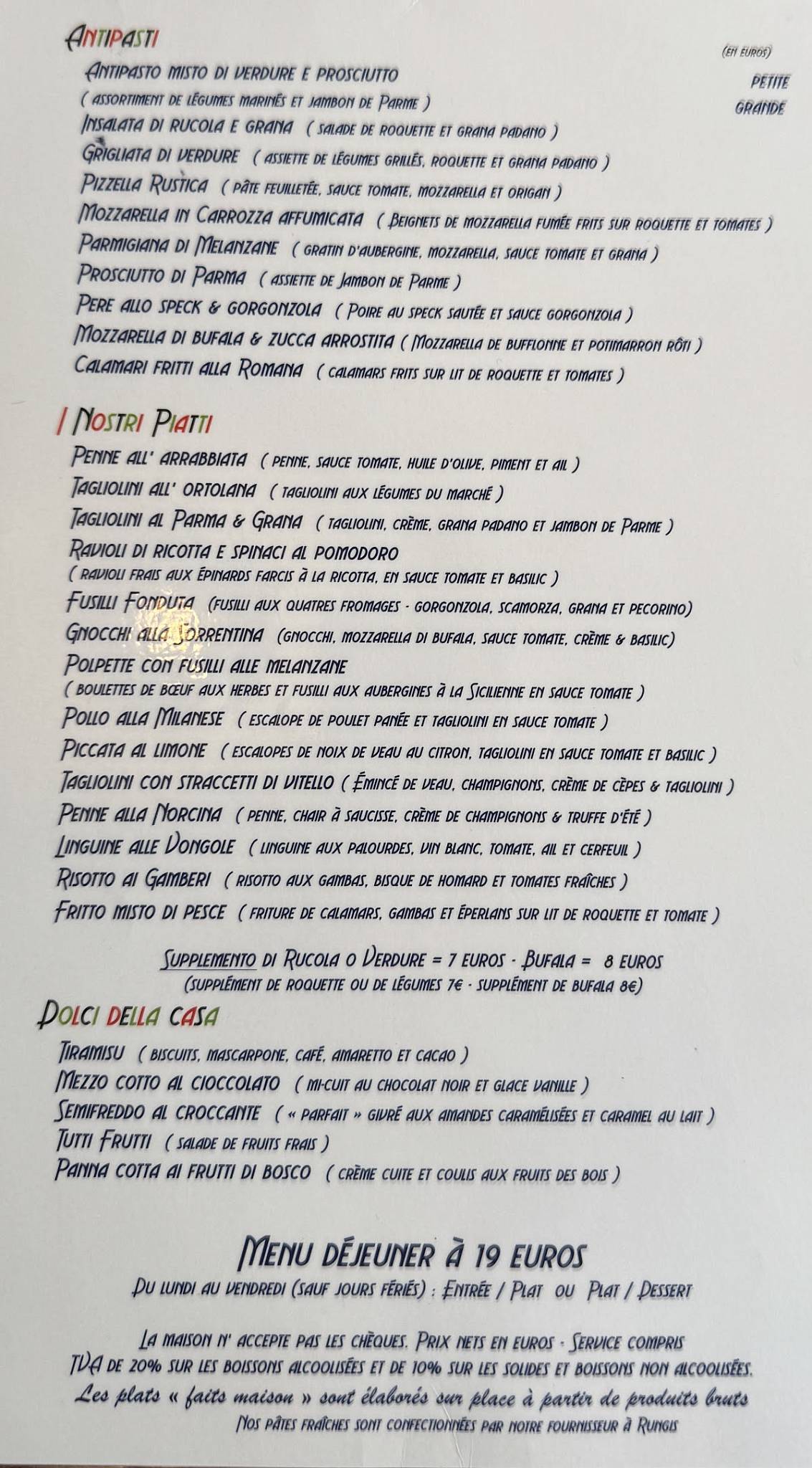 Le Rusti меню