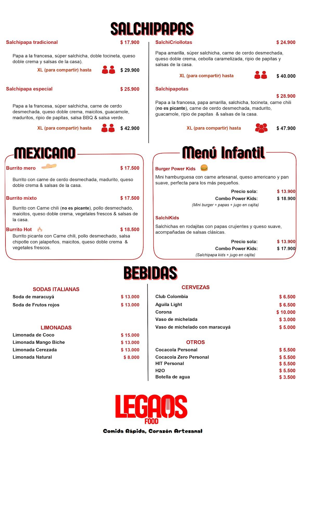 Legaos food меню