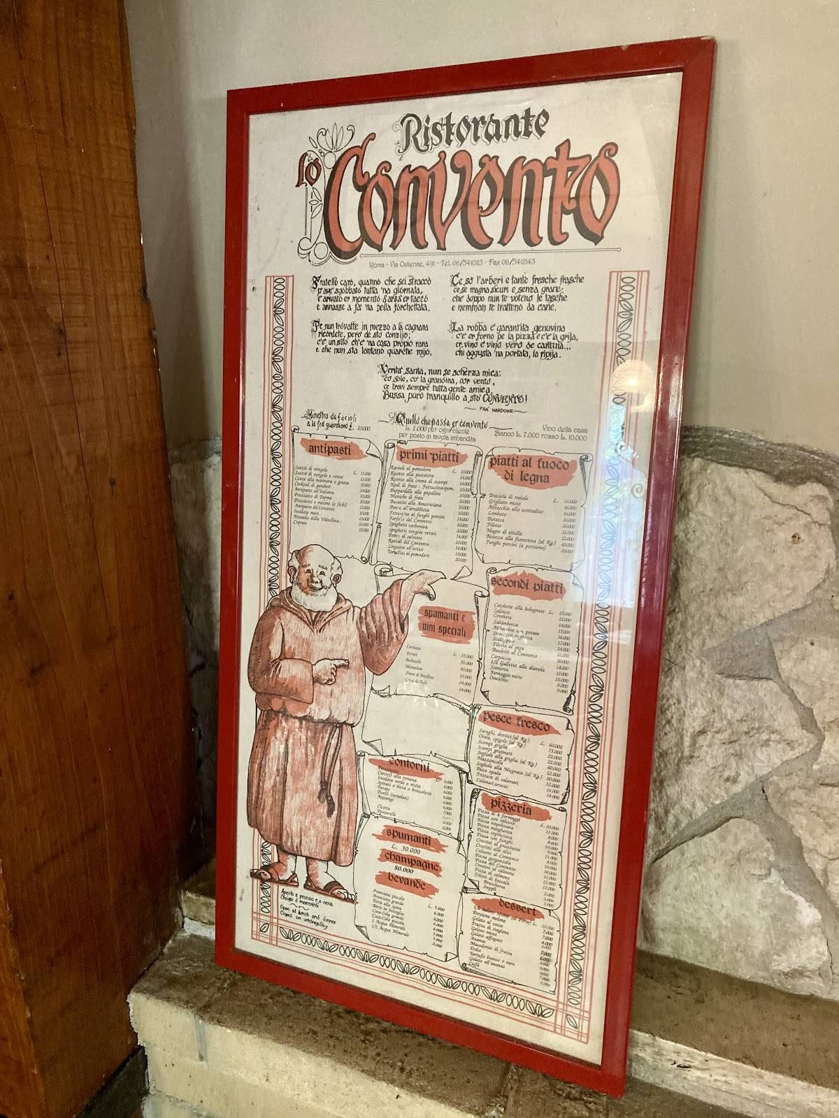 Lo Convento меню