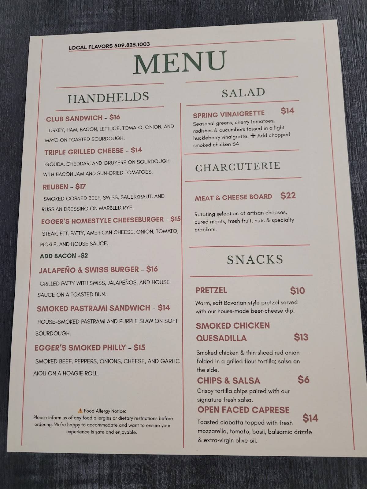 Local Flavors меню