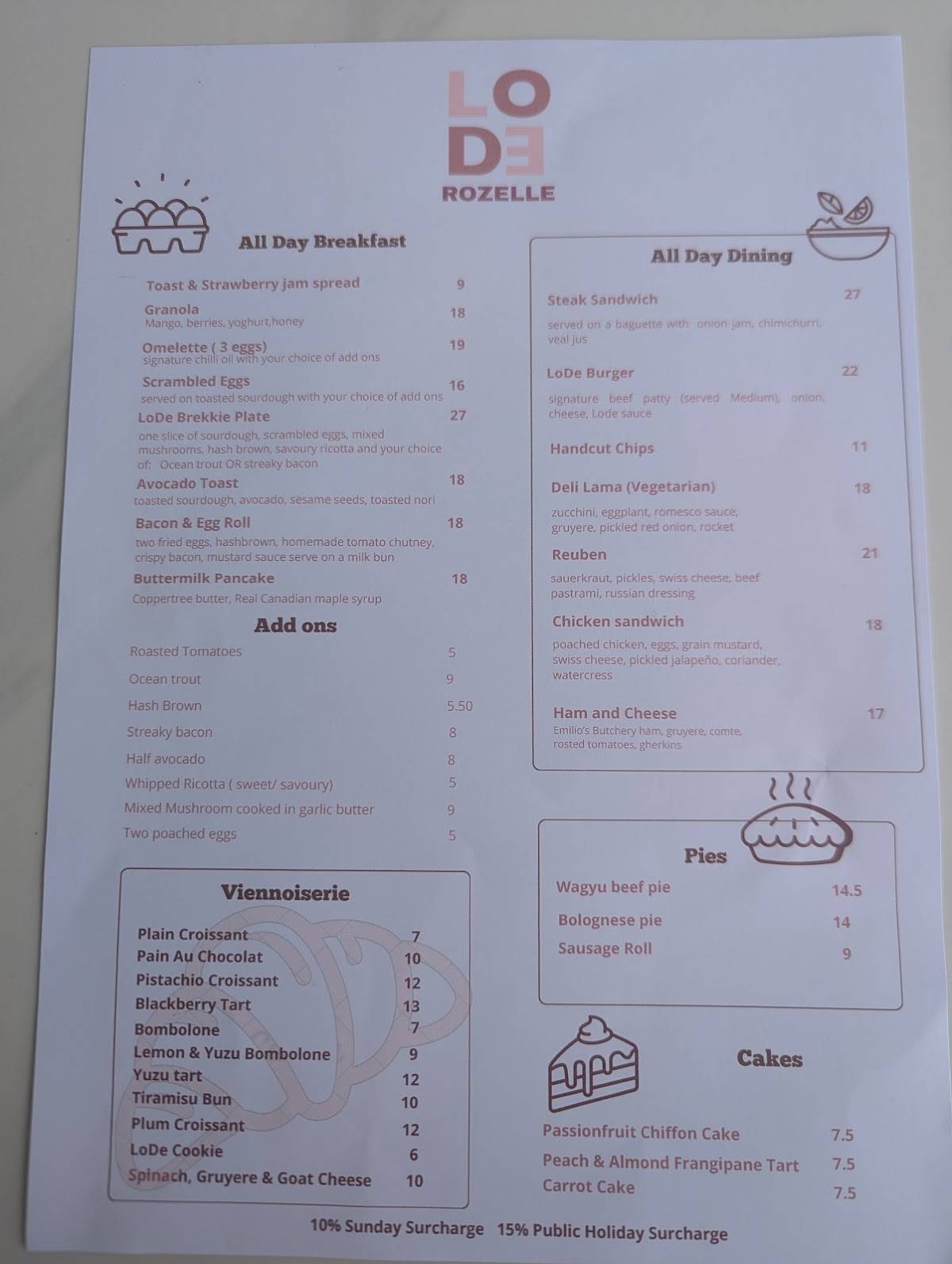 Lode Pies & Pastries Rozelle меню