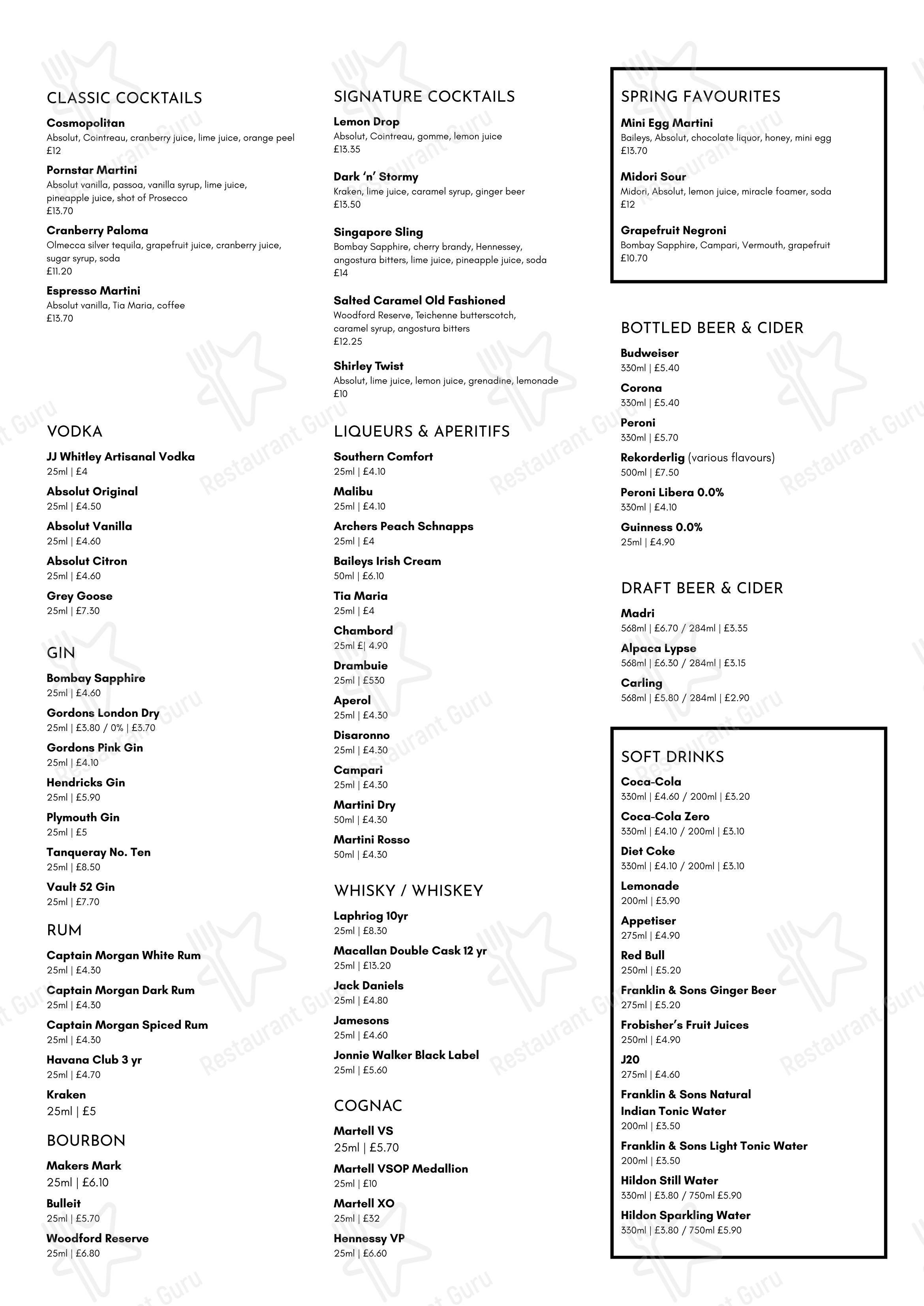 Меню Loft18 - Takeaway Menu