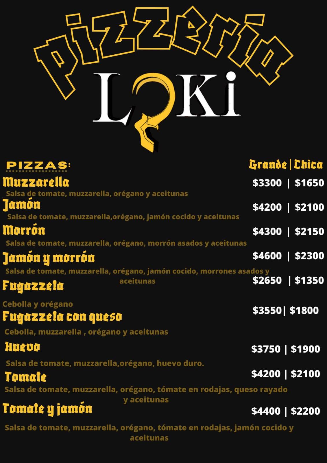 Loki Pizzar меню