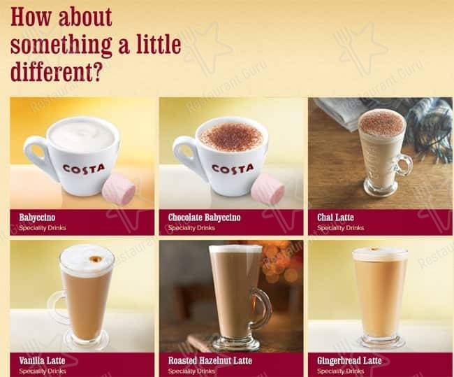 Costa Coffee меню
