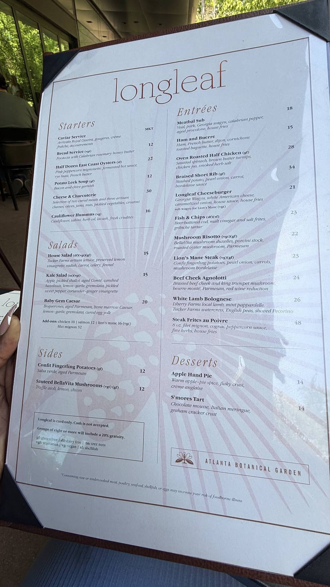 Longleaf Restaurant меню