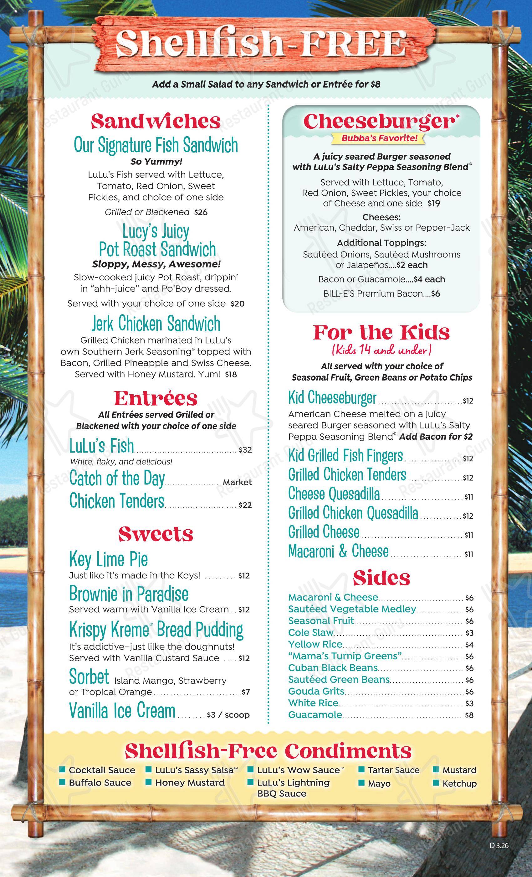 Меню ресторана LuLu's Gulf Shores - Меню напитков