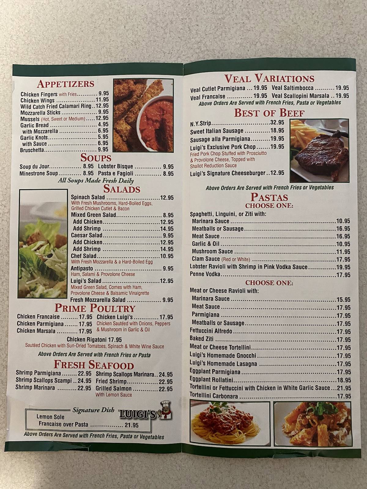 Luigi's Restaurant & Pizzeria меню