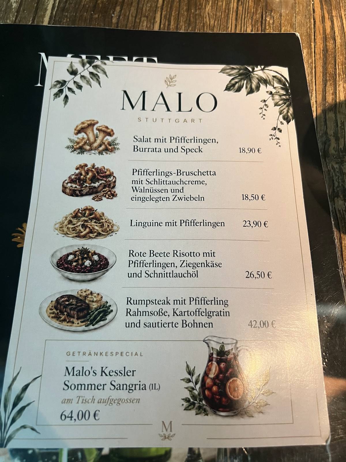 MALO меню