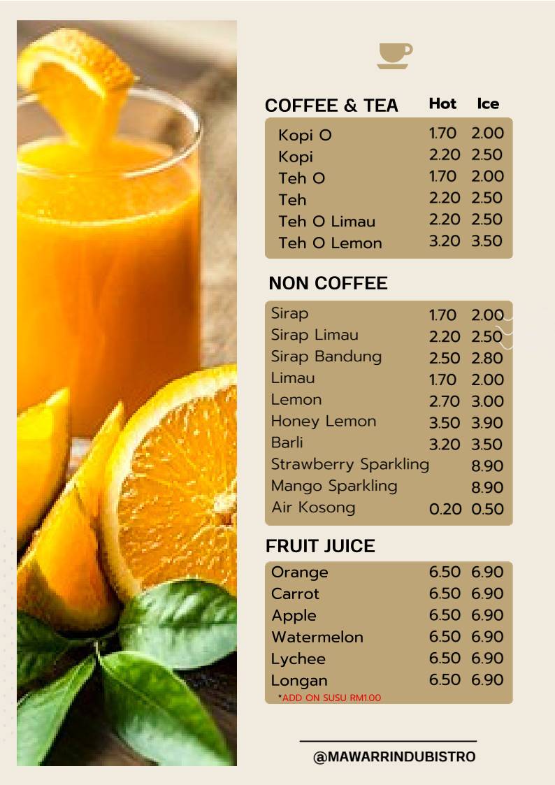 MAWAR RINDU BISTRO меню