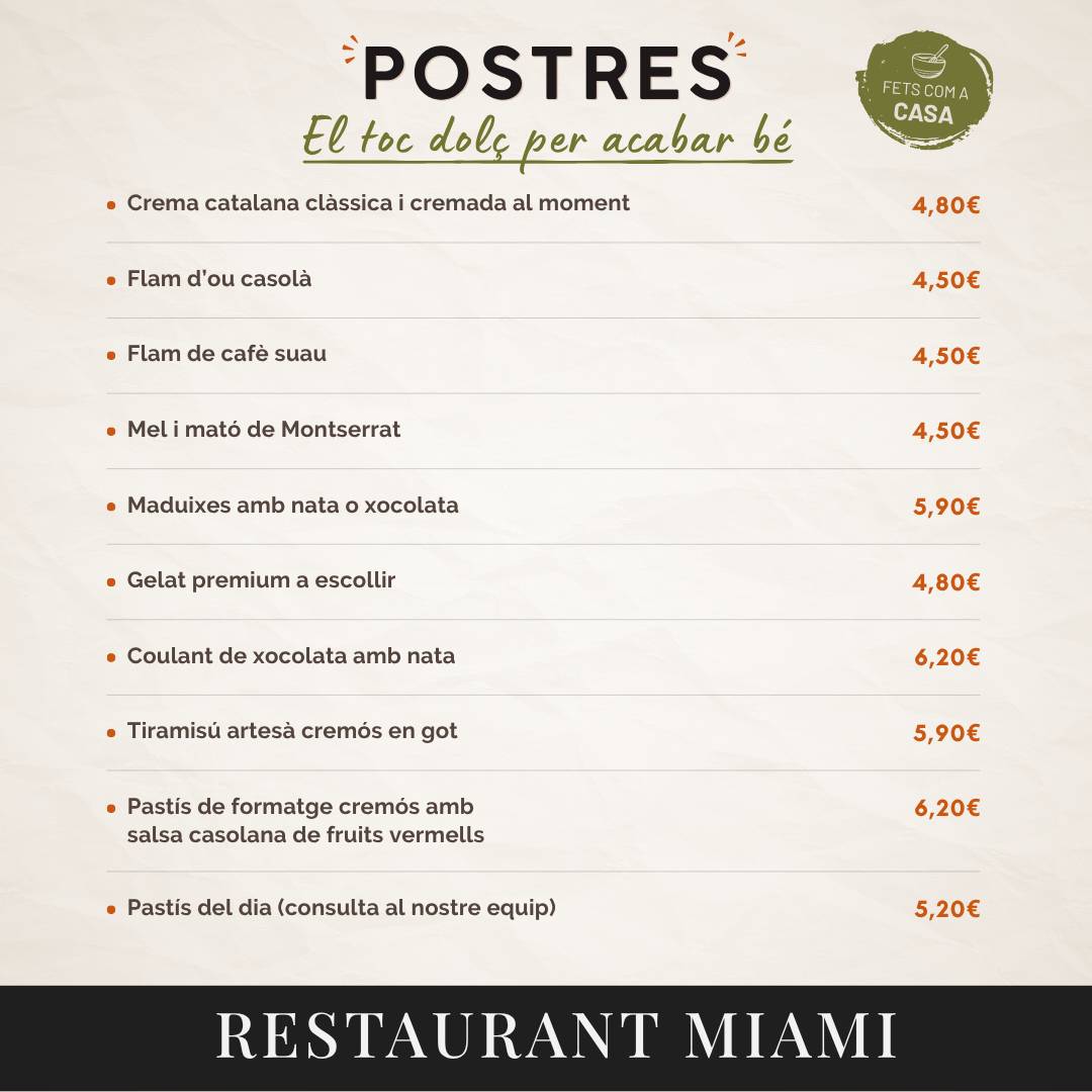 MIAMI - Bar y Restaurante меню