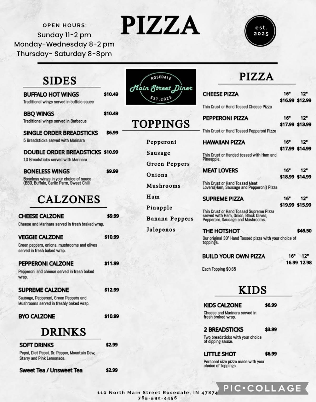 Main Street Diner меню