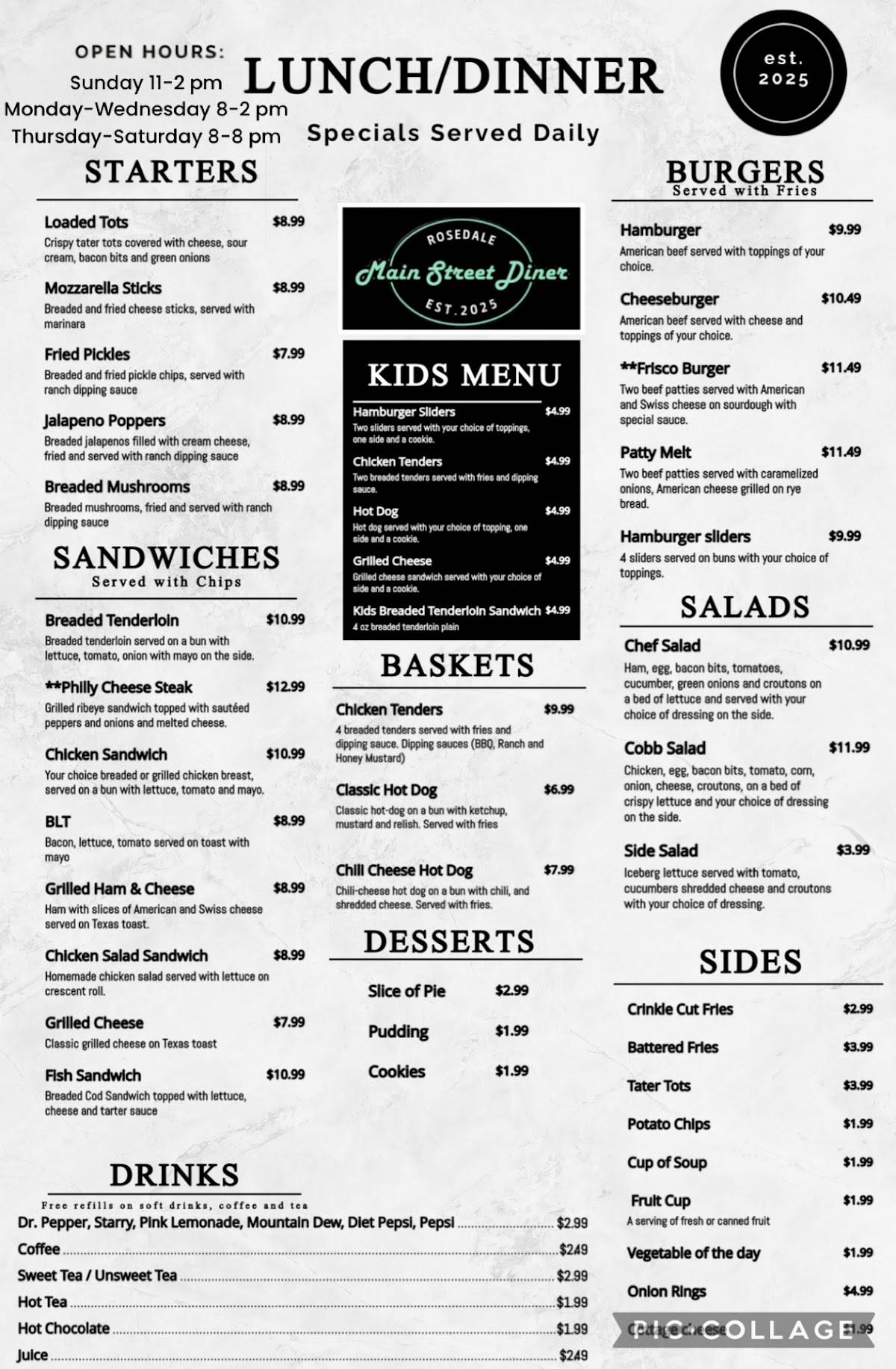 Main Street Diner меню