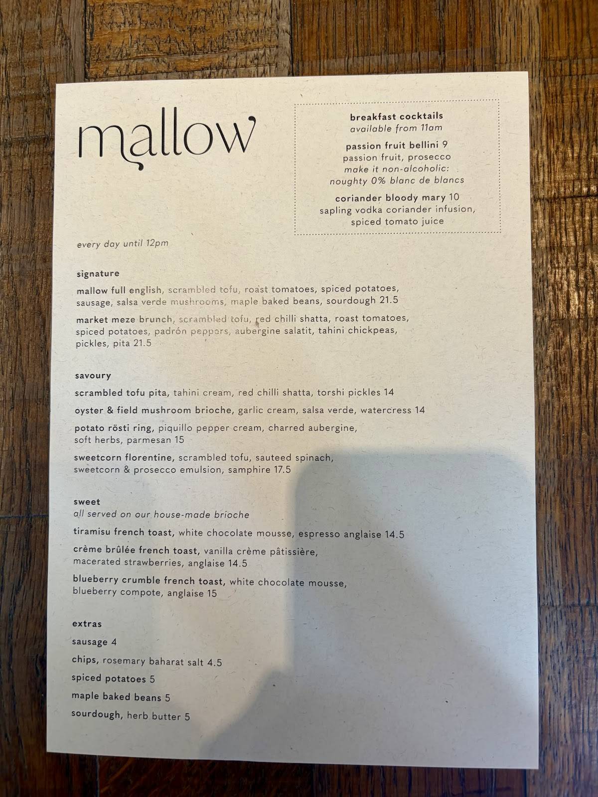Mallow Borough Market меню