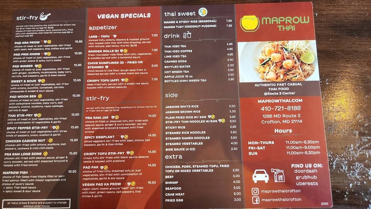 Maprow Thai меню
