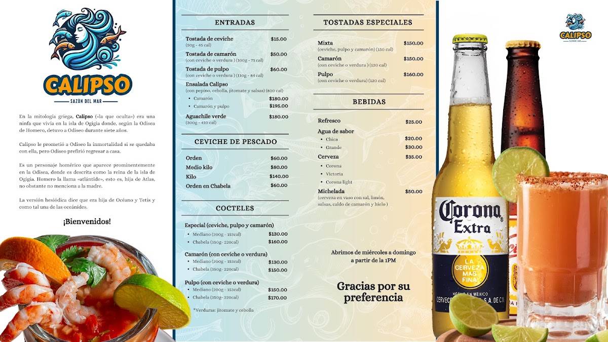 Mariscos Calipso меню