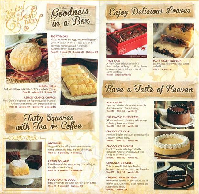 Mary Grace Cafe меню