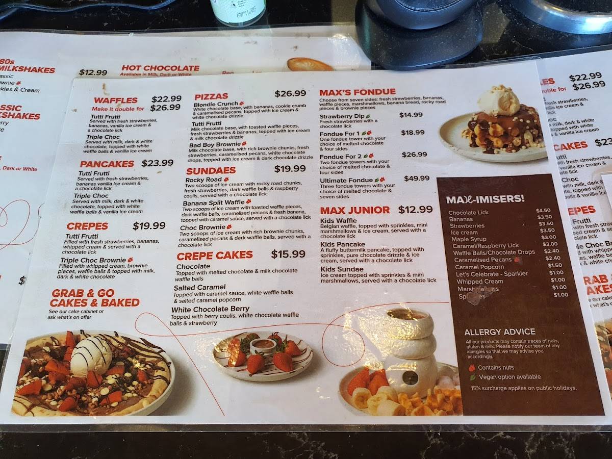Max Brenner- Manly Wharf меню