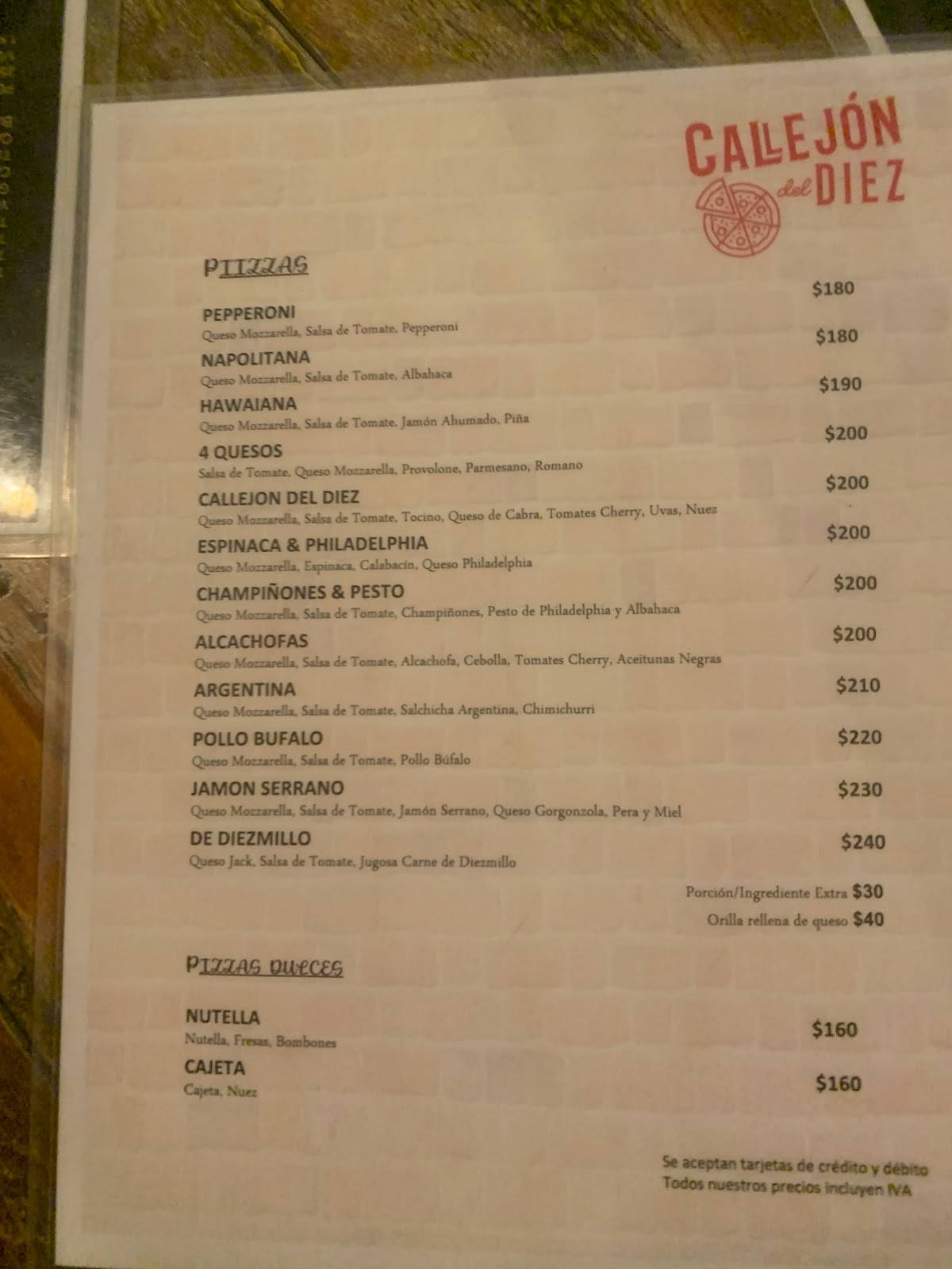 El Diezmillo меню