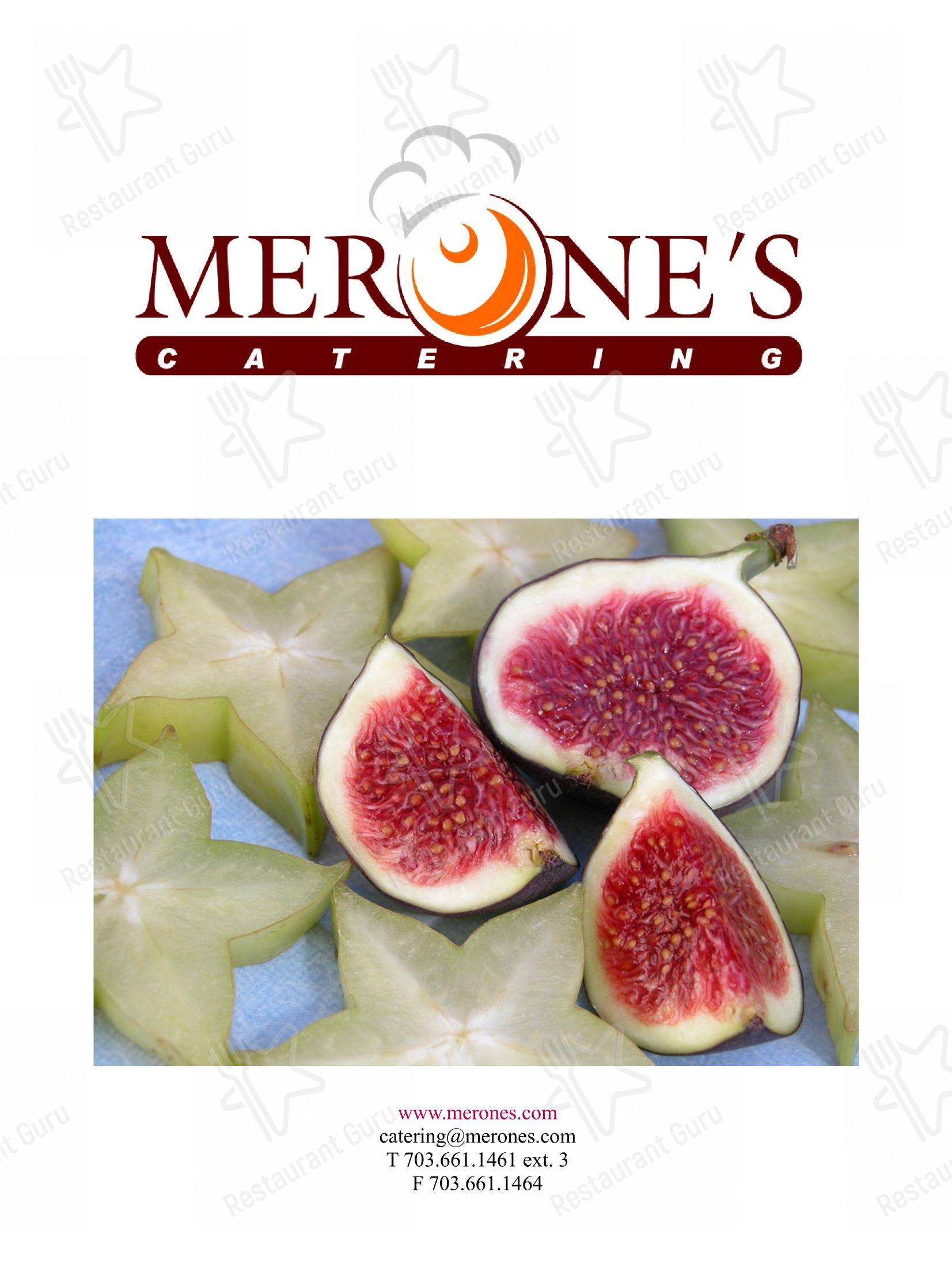 Меню ресторана Merone's Catering