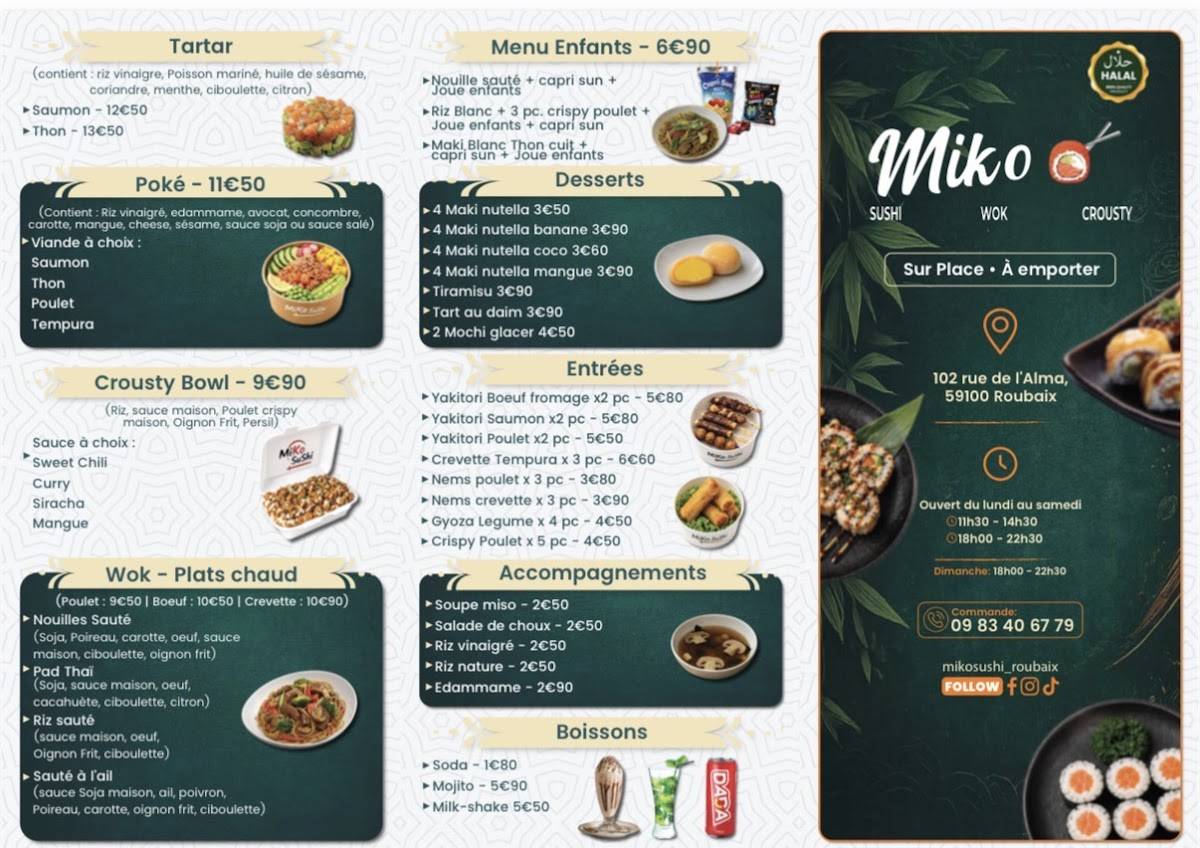 Miko SUSHI ROUBAIX меню