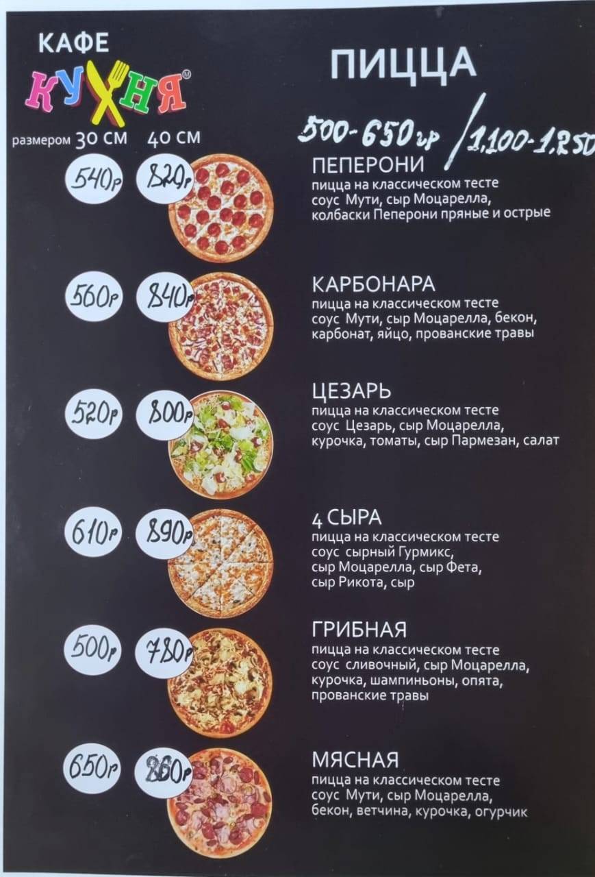 Кухня меню