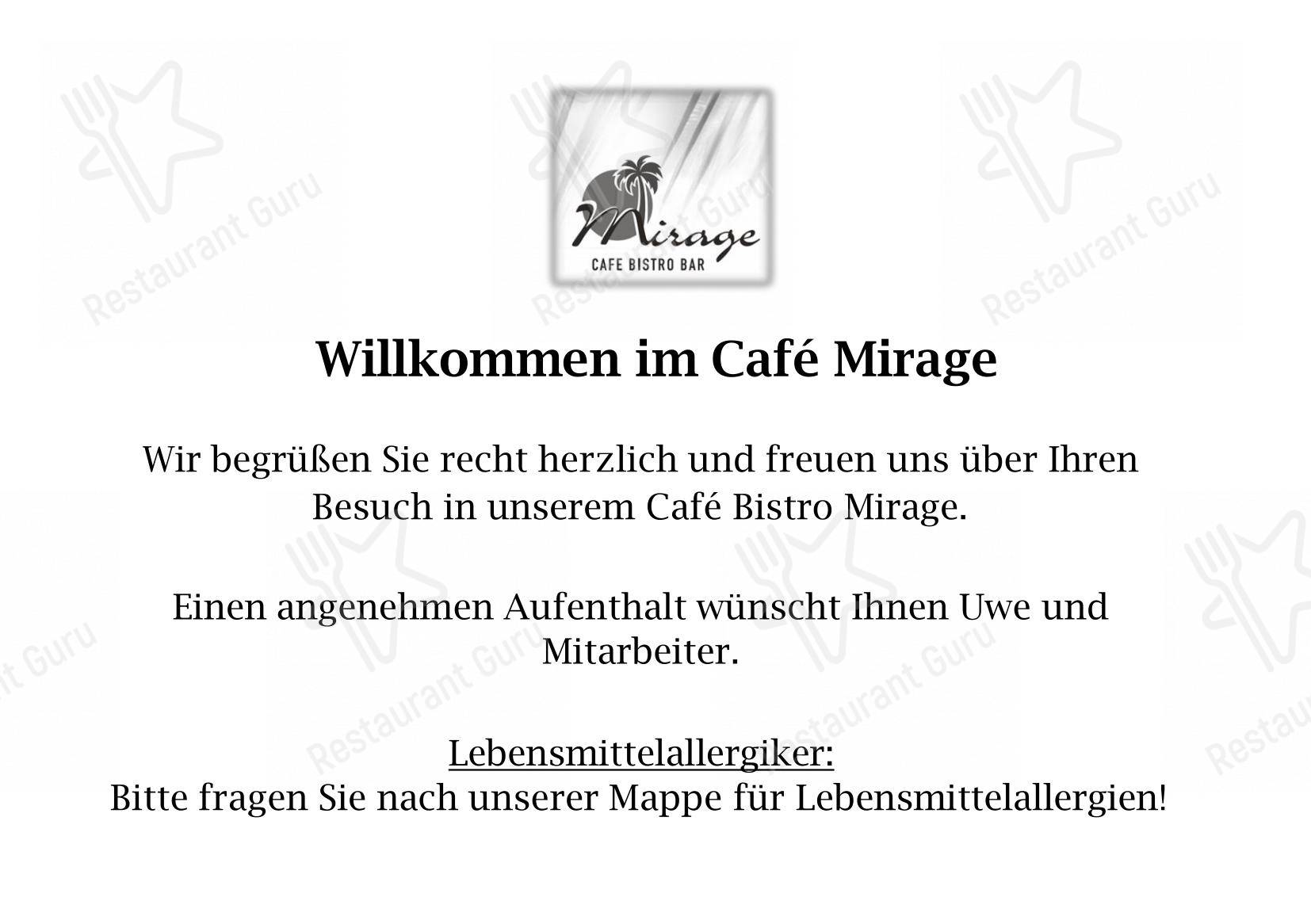 Меню кафе Mirage Bistro в Бётцингене