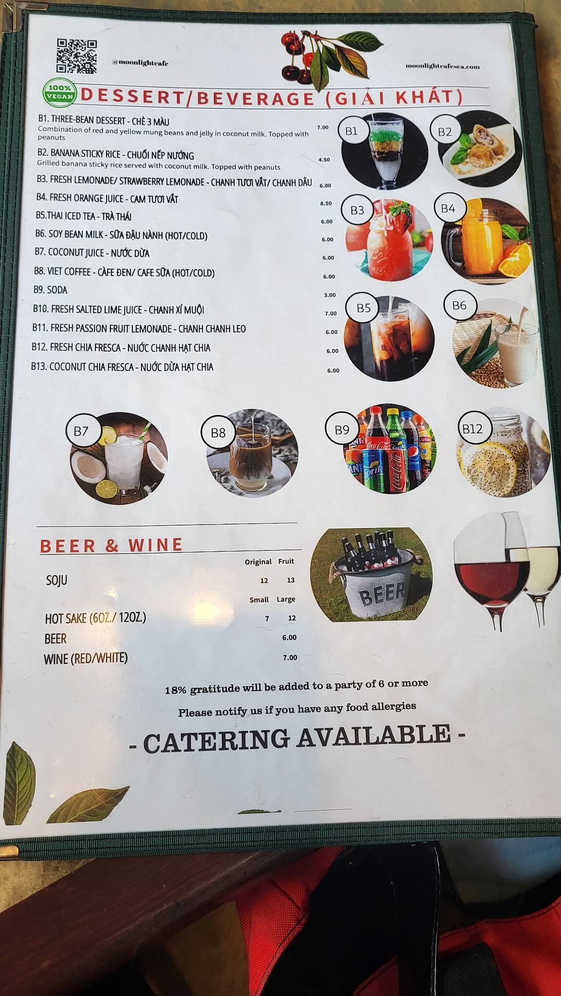 Moonlight Cafe меню