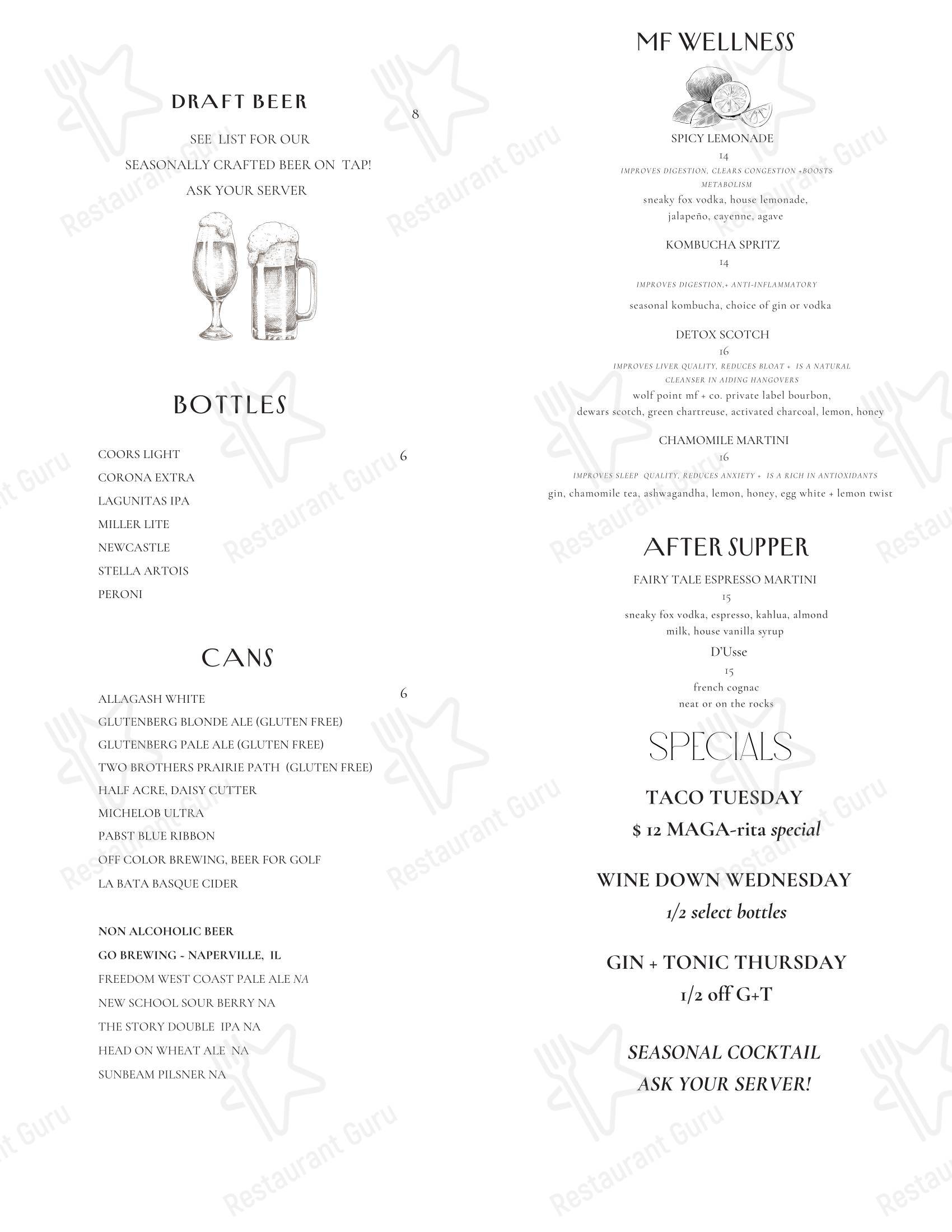 菜单 кафе Moveable Feast + Company в Уитоне