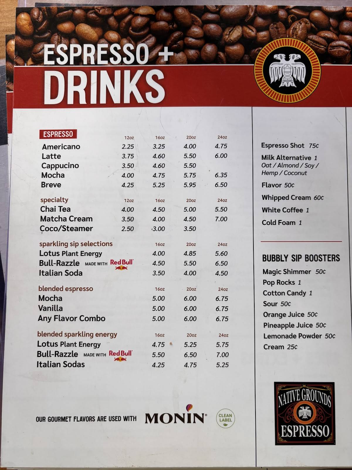Native Grounds Espresso меню