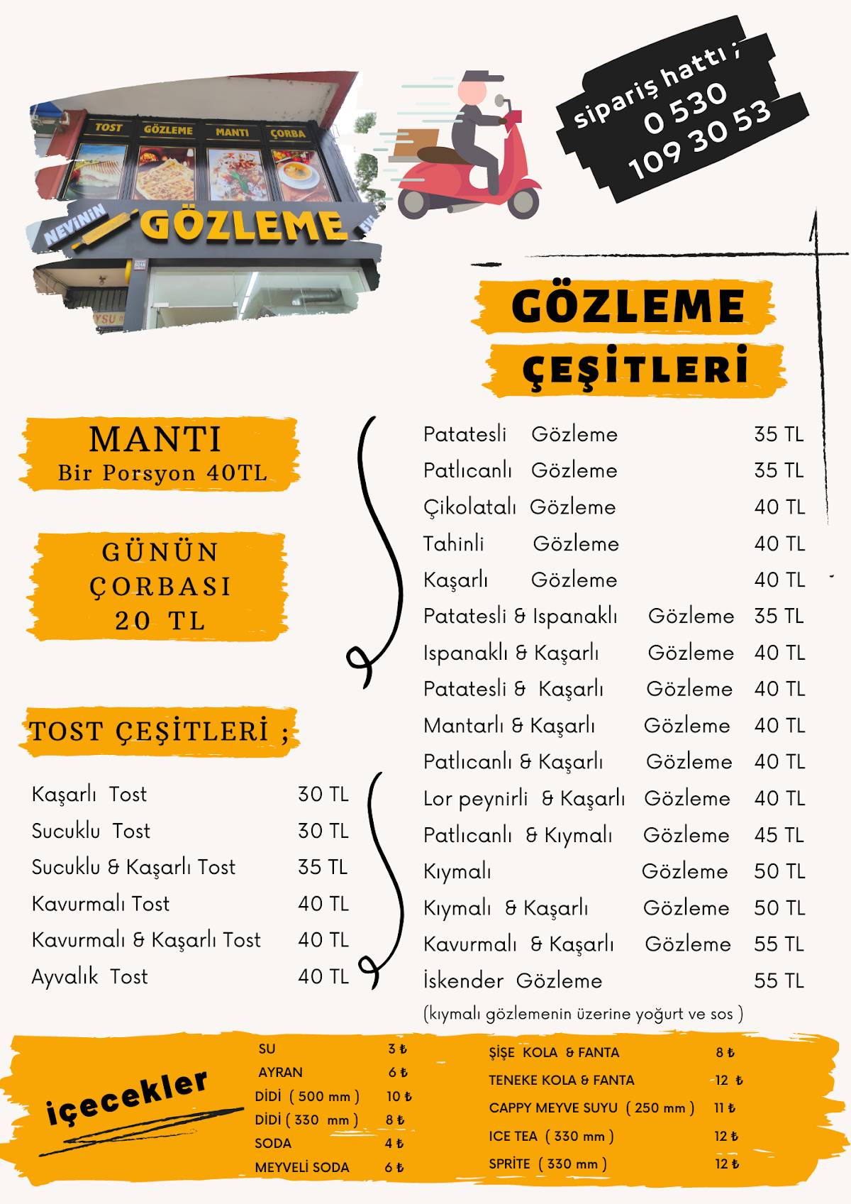 Nevinin Gözleme Evi меню