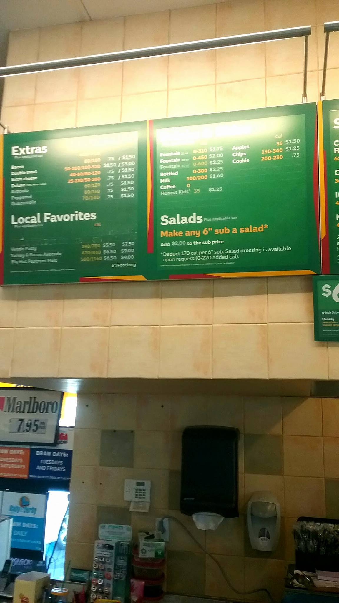 Subway меню