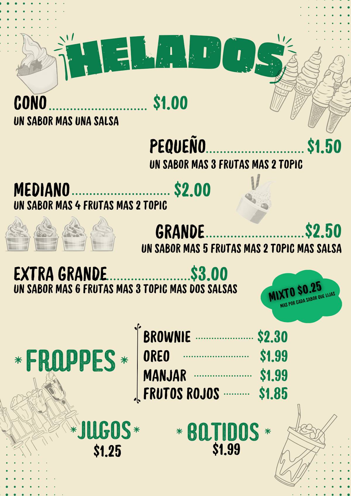 Nieve y Expresso меню