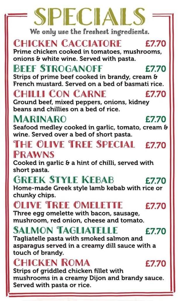 The Olive Tree Cafe меню