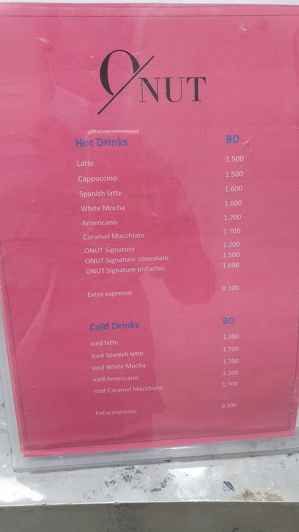 Onut donut cafe меню