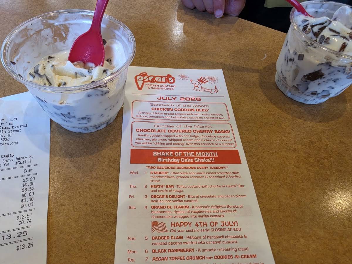 Oscar's Frozen Custard меню