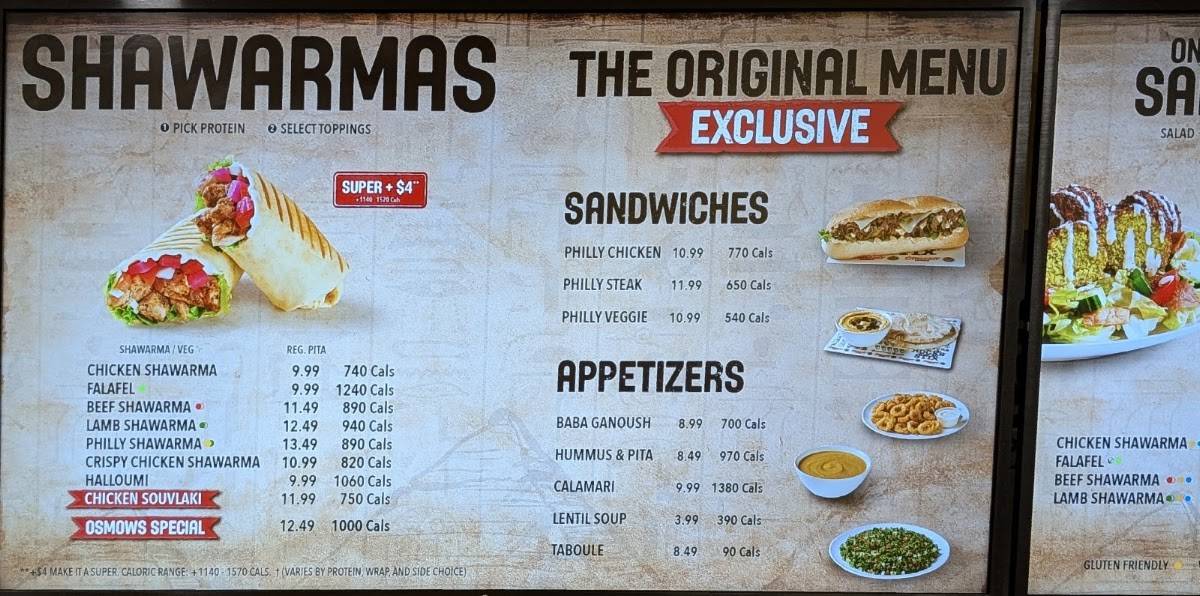 Osmow's Shawarma меню