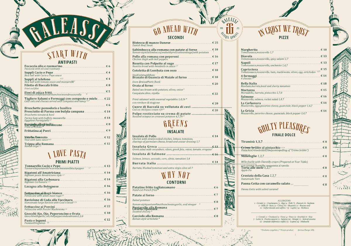Osteria Galeassi 1907 Trastevere меню