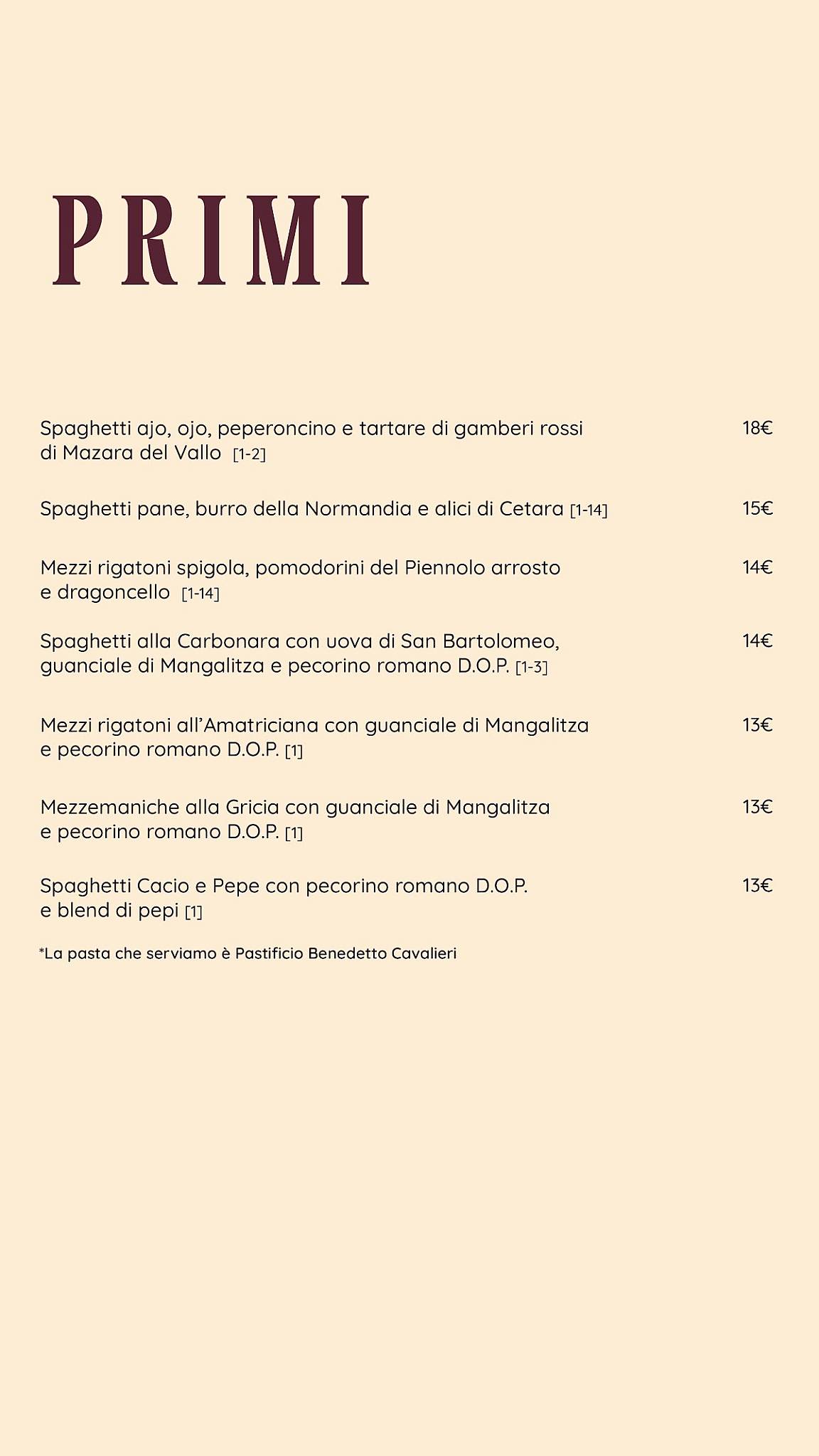 Osteria Mirabello меню