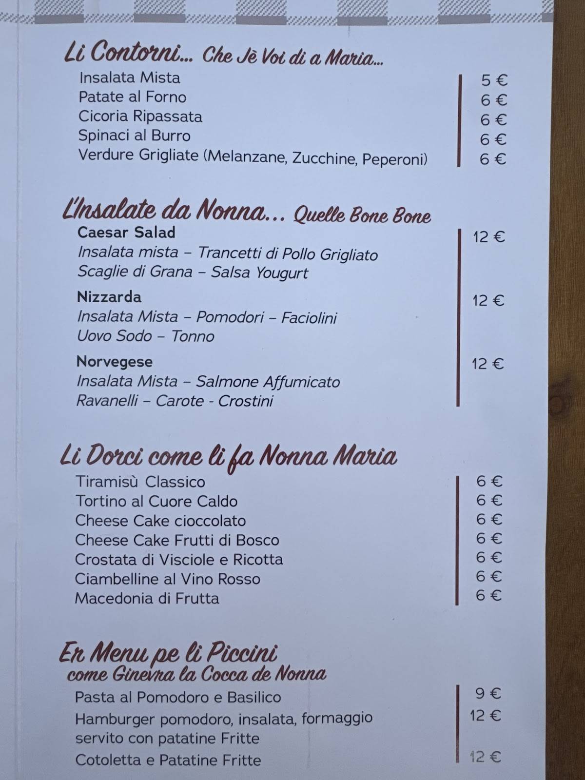 Da Nonna Maria San Giovanni меню