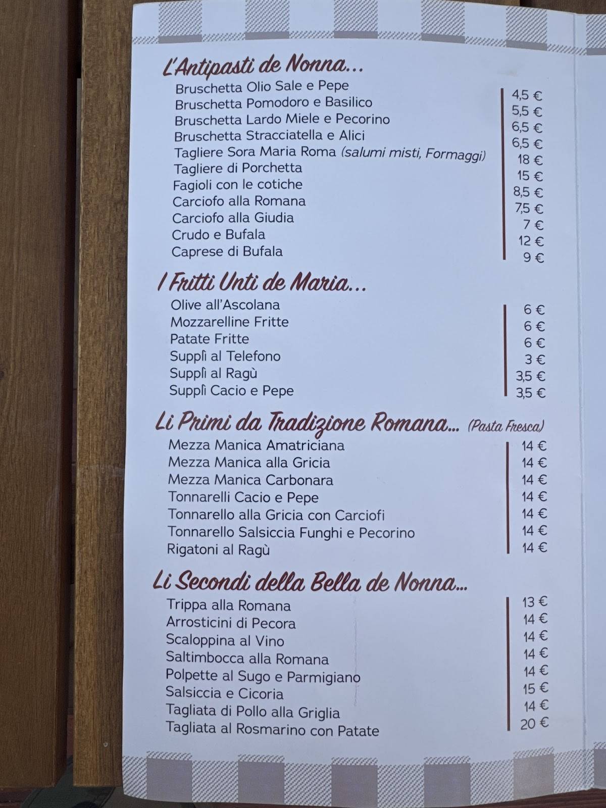 Da Nonna Maria San Giovanni меню