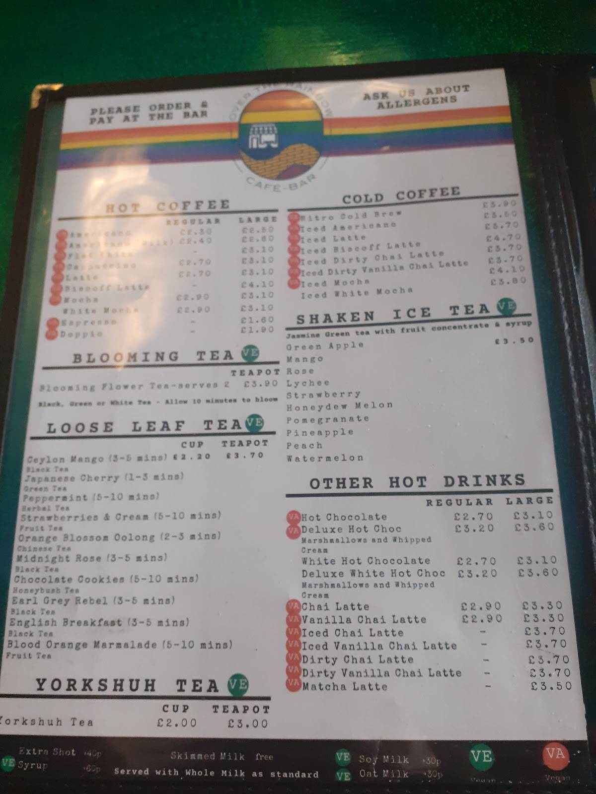 Over the Rainbow Cafe Bar меню
