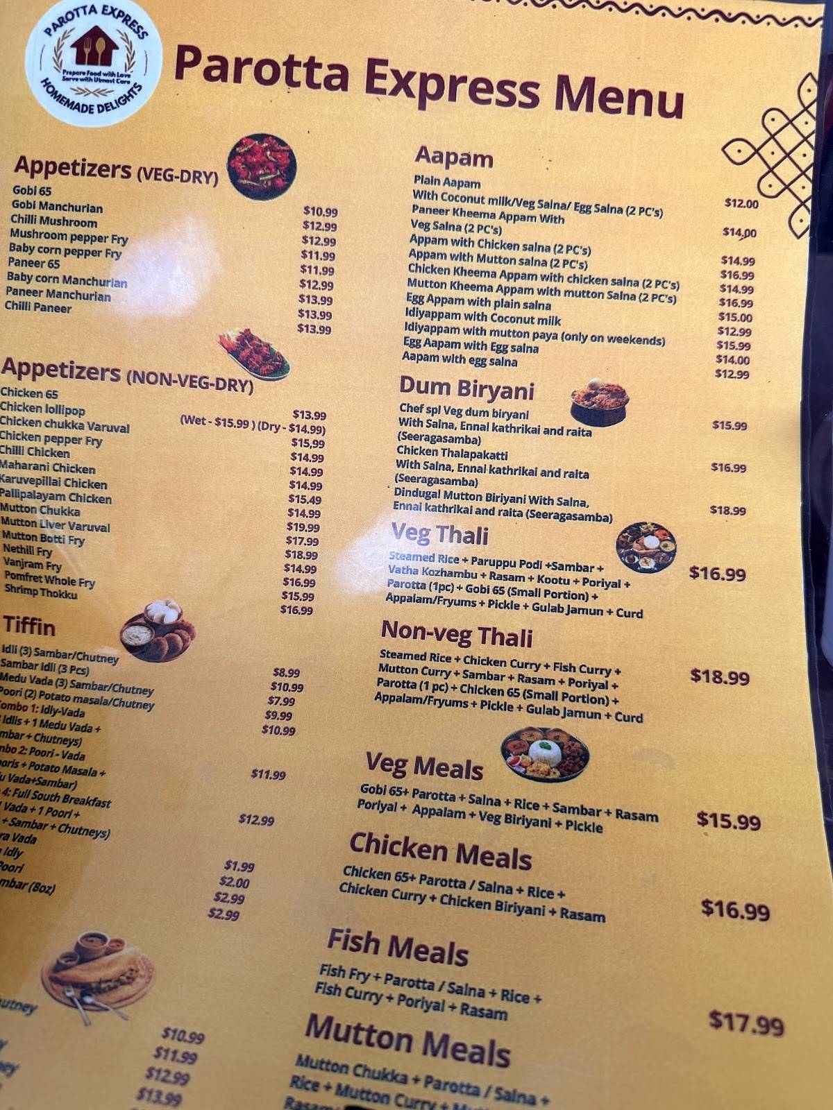 PAROTTA EXPRESS меню