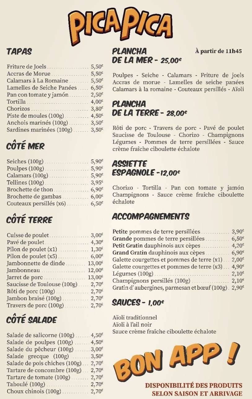 PICA PICA TAPAS меню
